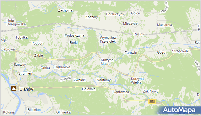 mapa Kurzyna Mała, Kurzyna Mała na mapie Targeo