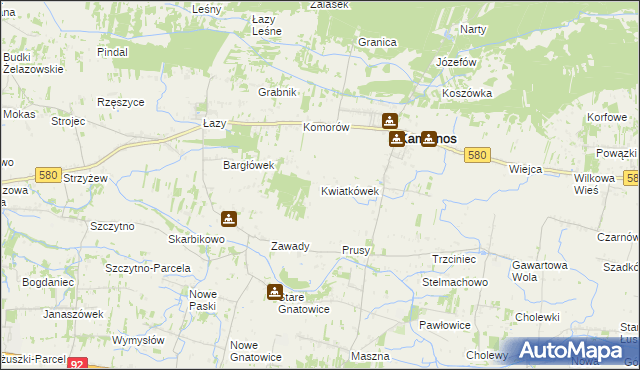 mapa Kwiatkówek gmina Kampinos, Kwiatkówek gmina Kampinos na mapie Targeo