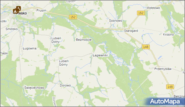 mapa Łagiewniki gmina Resko, Łagiewniki gmina Resko na mapie Targeo