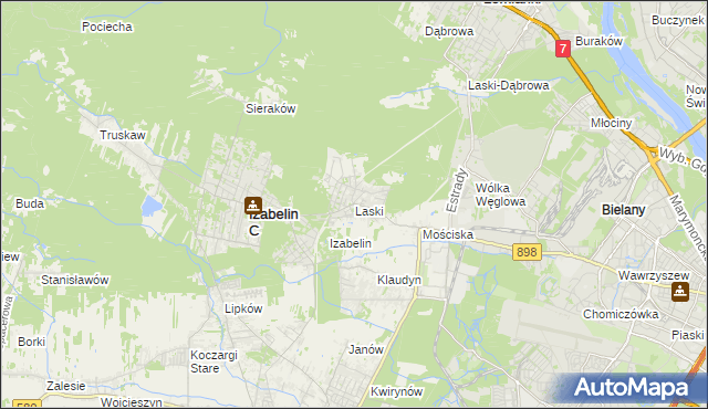 mapa Laski gmina Izabelin, Laski gmina Izabelin na mapie Targeo