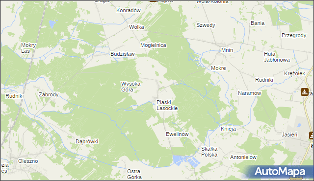 mapa Lasocin gmina Łopuszno, Lasocin gmina Łopuszno na mapie Targeo