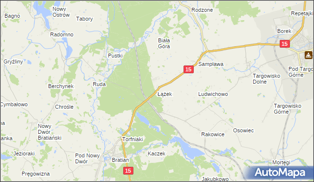 mapa Łążek gmina Lubawa, Łążek gmina Lubawa na mapie Targeo