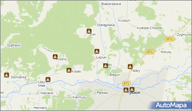 mapa Łaziuki, Łaziuki na mapie Targeo