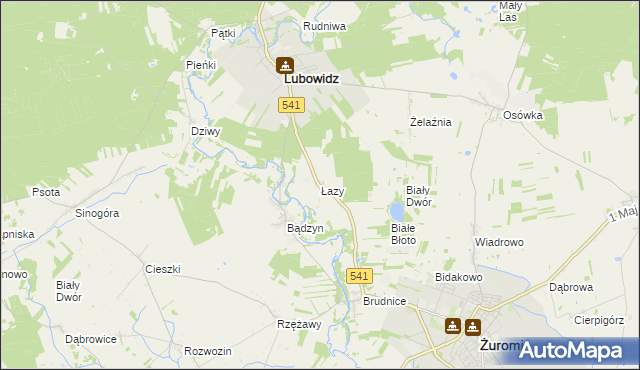 mapa Łazy gmina Lubowidz, Łazy gmina Lubowidz na mapie Targeo