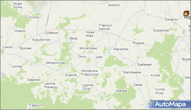 mapa Łazy gmina Zagórów, Łazy gmina Zagórów na mapie Targeo