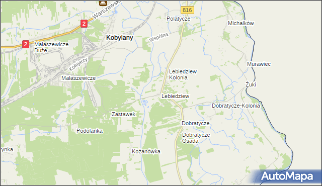 mapa Lebiedziew, Lebiedziew na mapie Targeo