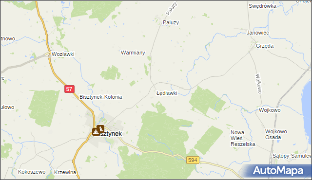 mapa Łędławki, Łędławki na mapie Targeo