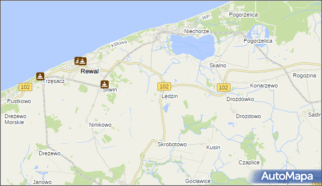 mapa Lędzin, Lędzin na mapie Targeo