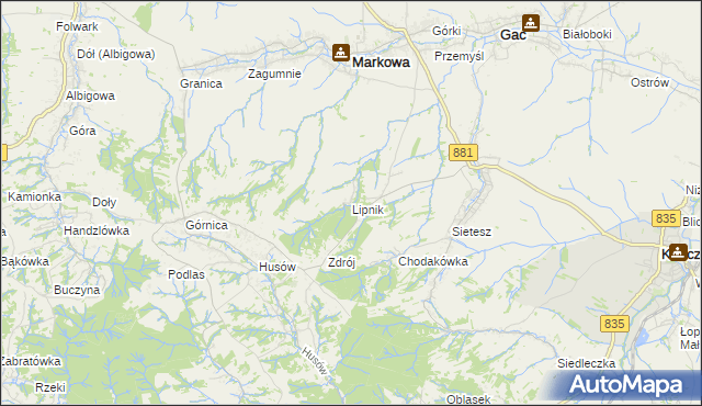 mapa Lipnik gmina Kańczuga, Lipnik gmina Kańczuga na mapie Targeo