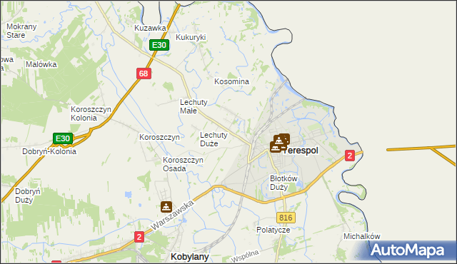 mapa Łobaczew Duży, Łobaczew Duży na mapie Targeo