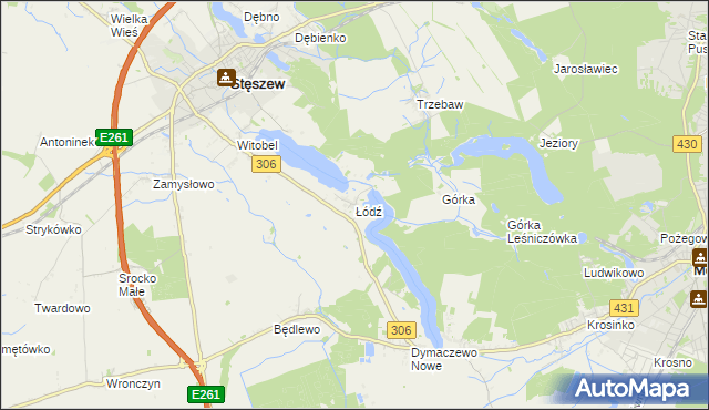 mapa Łódź gmina Stęszew, Łódź gmina Stęszew na mapie Targeo