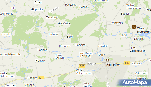 mapa Łomnica gmina Żelechów, Łomnica gmina Żelechów na mapie Targeo