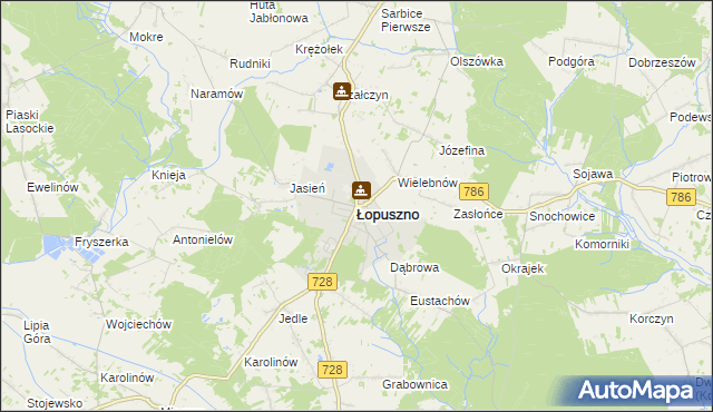 mapa Łopuszno, Łopuszno na mapie Targeo