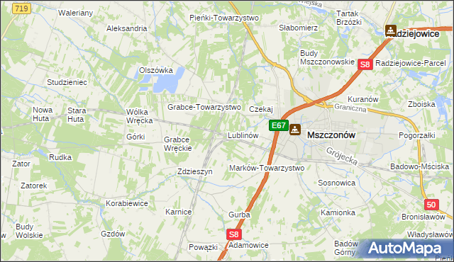 mapa Lublinów, Lublinów na mapie Targeo