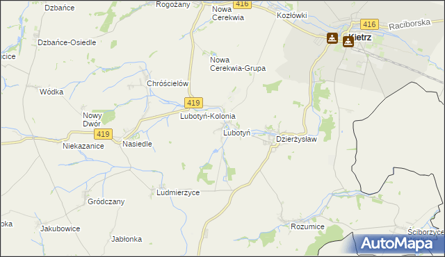 mapa Lubotyń gmina Kietrz, Lubotyń gmina Kietrz na mapie Targeo
