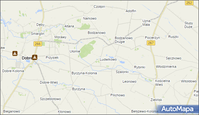 mapa Ludwikowo gmina Dobre, Ludwikowo gmina Dobre na mapie Targeo