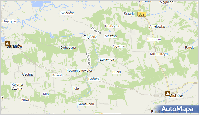 mapa Łukawica gmina Baranów, Łukawica gmina Baranów na mapie Targeo