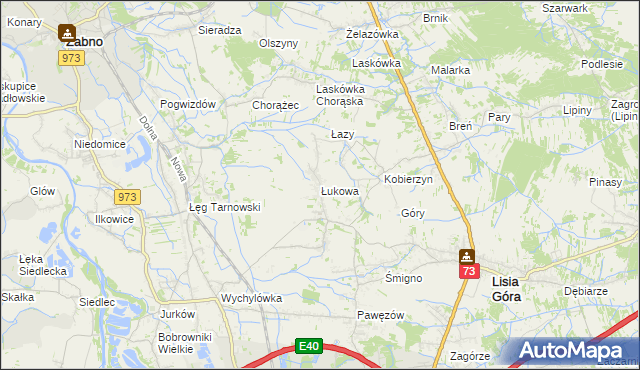 mapa Łukowa gmina Lisia Góra, Łukowa gmina Lisia Góra na mapie Targeo