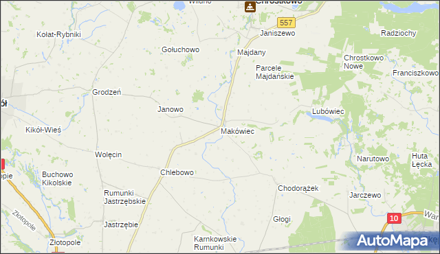 mapa Makówiec, Makówiec na mapie Targeo