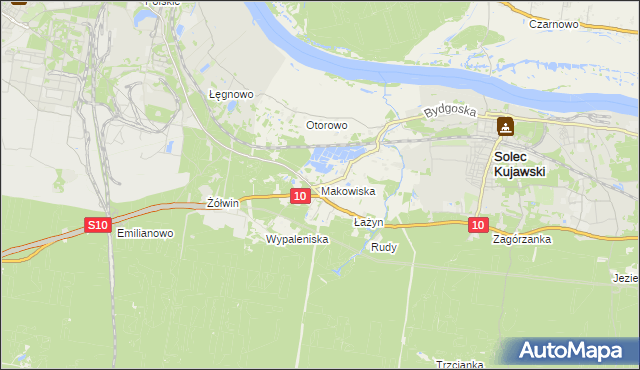 mapa Makowiska gmina Solec Kujawski, Makowiska gmina Solec Kujawski na mapie Targeo