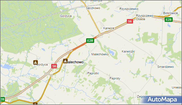 mapa Malechówko, Malechówko na mapie Targeo