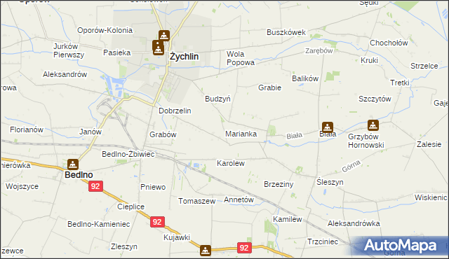 mapa Marianka gmina Żychlin, Marianka gmina Żychlin na mapie Targeo