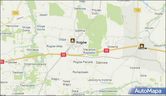 mapa Marianów Rogowski, Marianów Rogowski na mapie Targeo