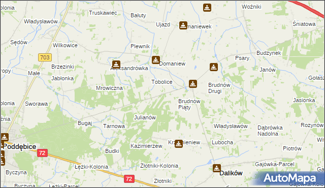 mapa Marysin gmina Dalików, Marysin gmina Dalików na mapie Targeo