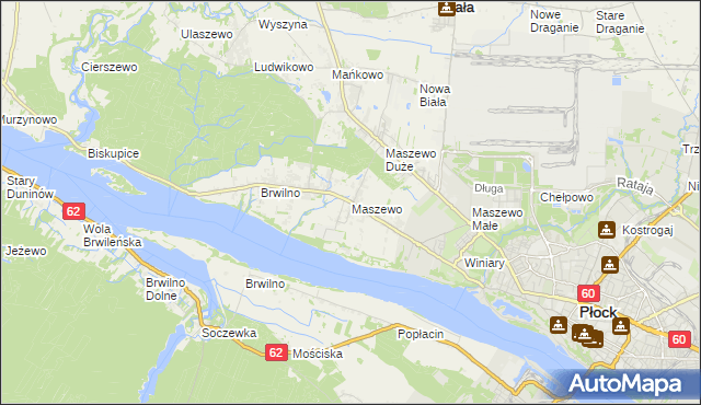 mapa Maszewo gmina Stara Biała, Maszewo gmina Stara Biała na mapie Targeo