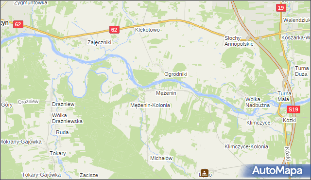 mapa Mężenin gmina Platerów, Mężenin gmina Platerów na mapie Targeo