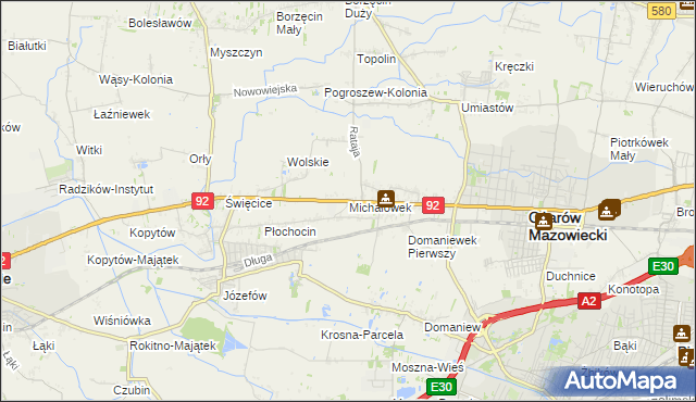 mapa Michałówek gmina Ożarów Mazowiecki, Michałówek gmina Ożarów Mazowiecki na mapie Targeo