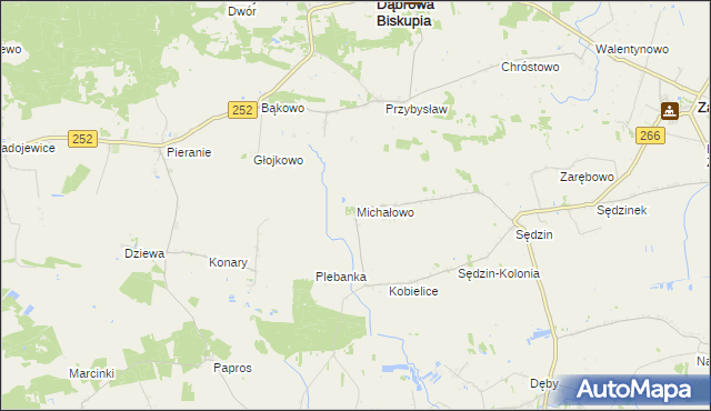 mapa Michałowo gmina Zakrzewo, Michałowo gmina Zakrzewo na mapie Targeo