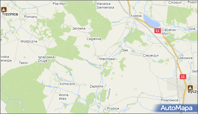 mapa Miechowa, Miechowa na mapie Targeo