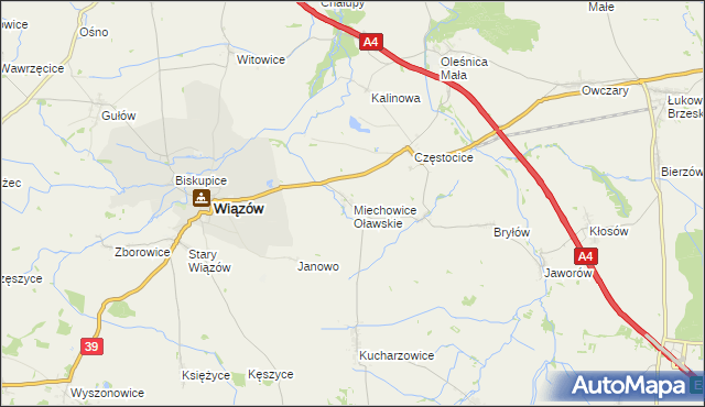 mapa Miechowice Oławskie, Miechowice Oławskie na mapie Targeo