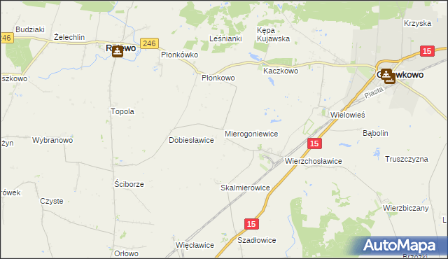 mapa Mierogoniewice, Mierogoniewice na mapie Targeo