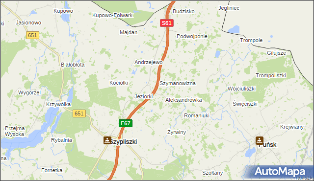 mapa Mikołajówka gmina Szypliszki, Mikołajówka gmina Szypliszki na mapie Targeo