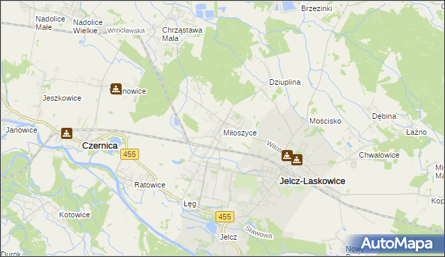 mapa Miłoszyce, Miłoszyce na mapie Targeo