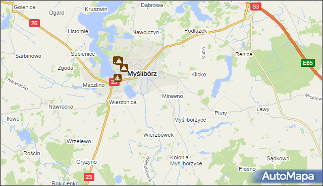 mapa Mirawno, Mirawno na mapie Targeo