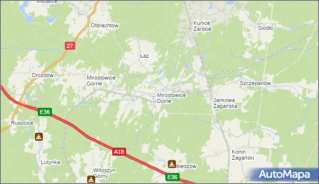 mapa Mirostowice Dolne, Mirostowice Dolne na mapie Targeo