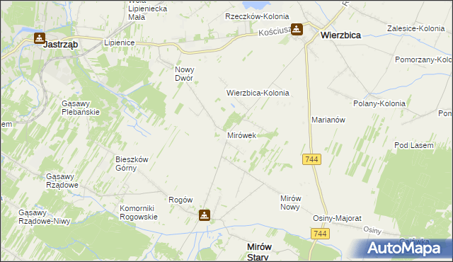 mapa Mirówek, Mirówek na mapie Targeo