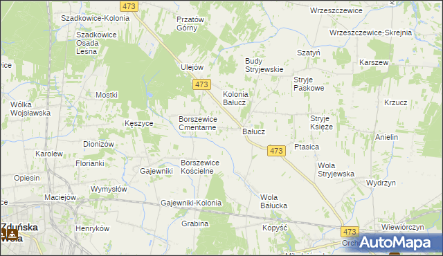 mapa Młynisko gmina Łask, Młynisko gmina Łask na mapie Targeo