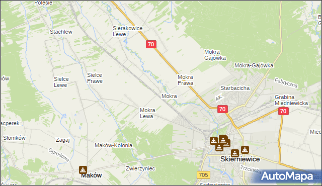 mapa Mokra gmina Skierniewice, Mokra gmina Skierniewice na mapie Targeo