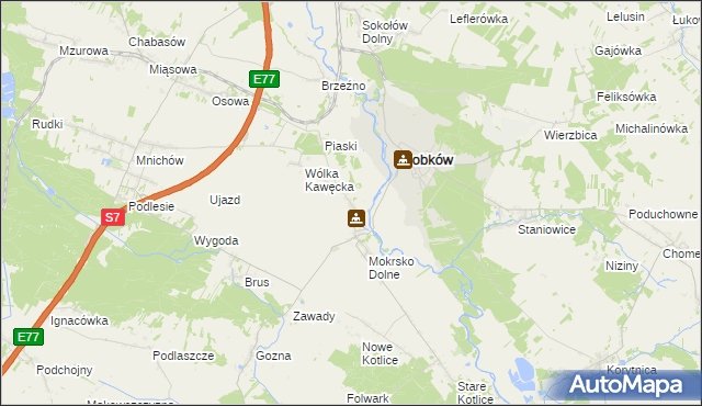 mapa Mokrsko Górne, Mokrsko Górne na mapie Targeo