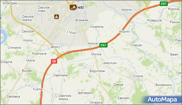 mapa Monice, Monice na mapie Targeo