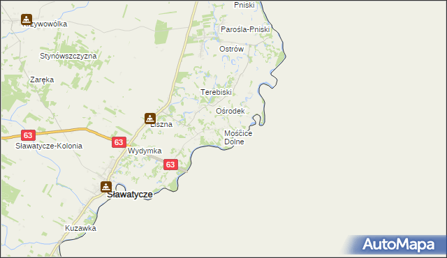 mapa Mościce Dolne, Mościce Dolne na mapie Targeo