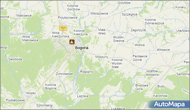 mapa Moszyny, Moszyny na mapie Targeo