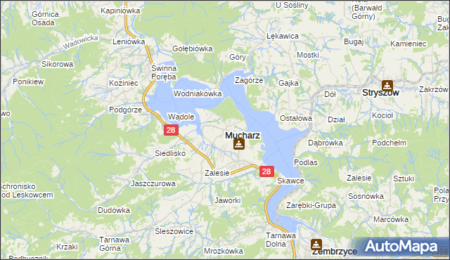 mapa Mucharz, Mucharz na mapie Targeo