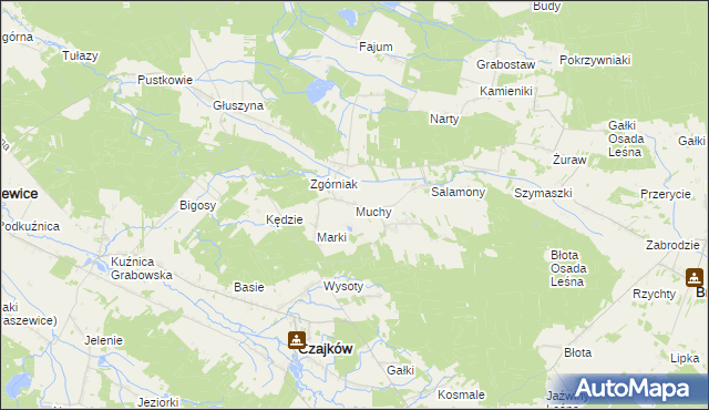 mapa Muchy gmina Czajków, Muchy gmina Czajków na mapie Targeo