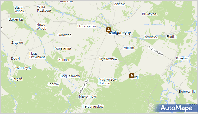 mapa Myśliwczów, Myśliwczów na mapie Targeo