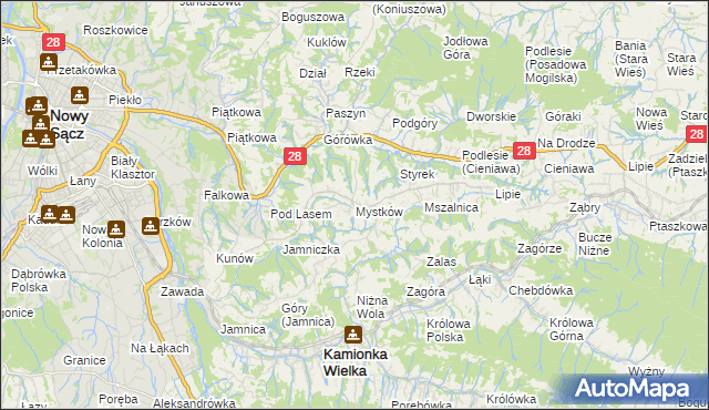 mapa Mystków, Mystków na mapie Targeo